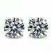 2.10 ct Ladies Round Cut Diamond Stud Earrings Push Back in Silver